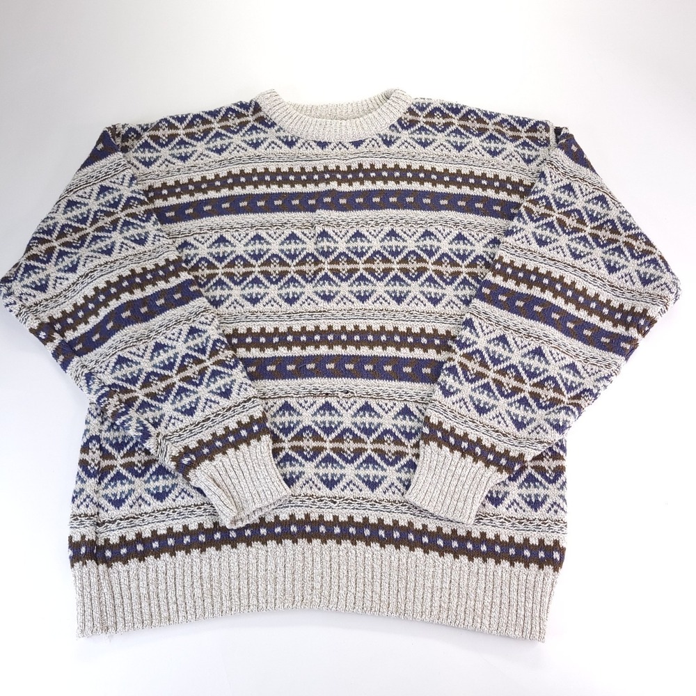 Vintage Fieldmaster‎ Sweater Mens Large Fair Isle Grandpacore Made in USA 90s